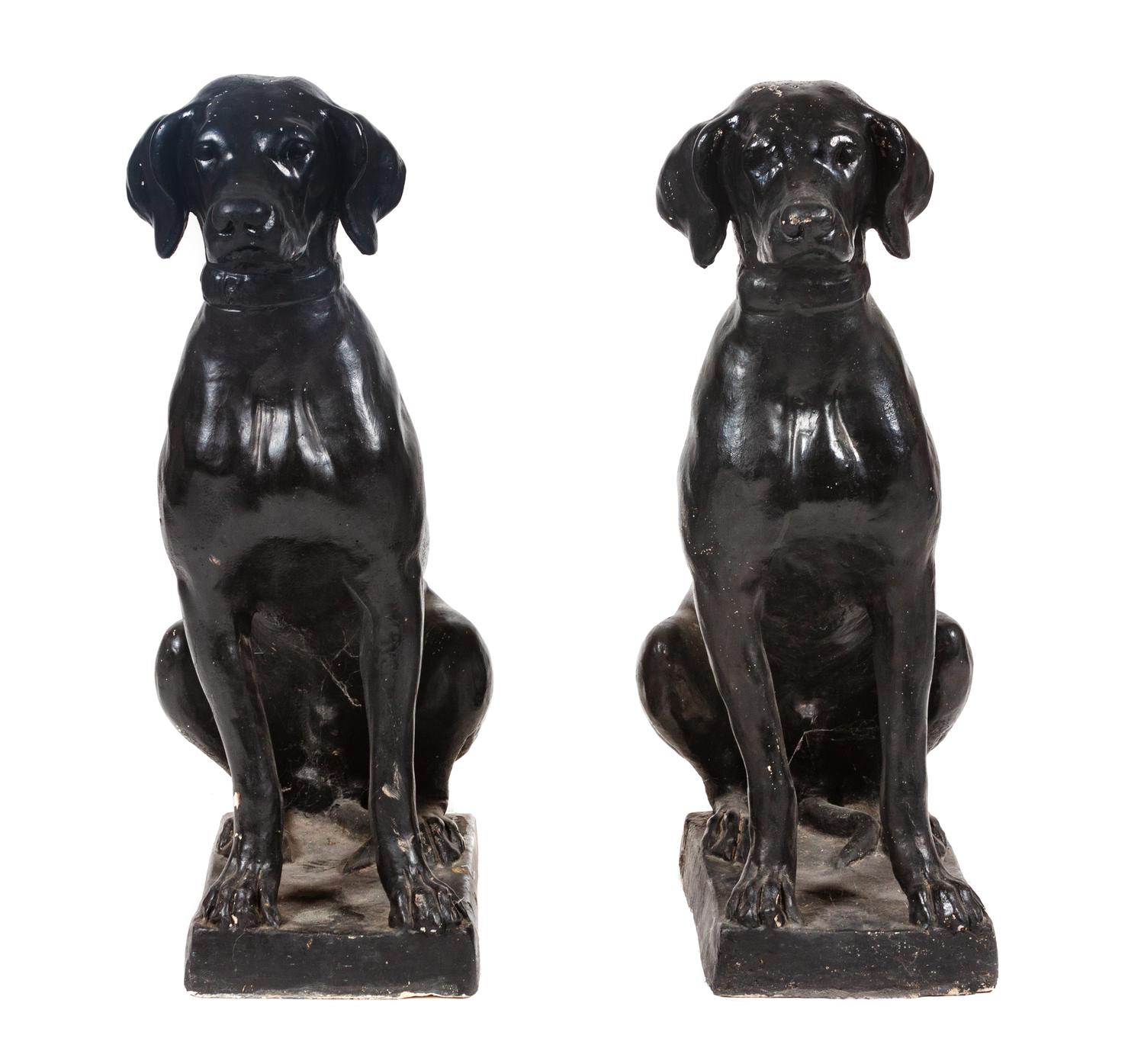 A Pair of Painted Concrete Labrador Retrievers Height 29 inches.