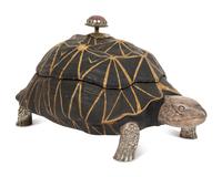 An Anthony Redmile Silver-Plate, Resin and Hardstone Sculpted Tortoise Box