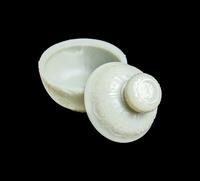 A Chinese Pale Celadon Jade 'Fu Lu Shou' Bowl and Cover