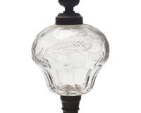 A Pressed Jade Green and Etched Clear Glass Kerosene Lamp