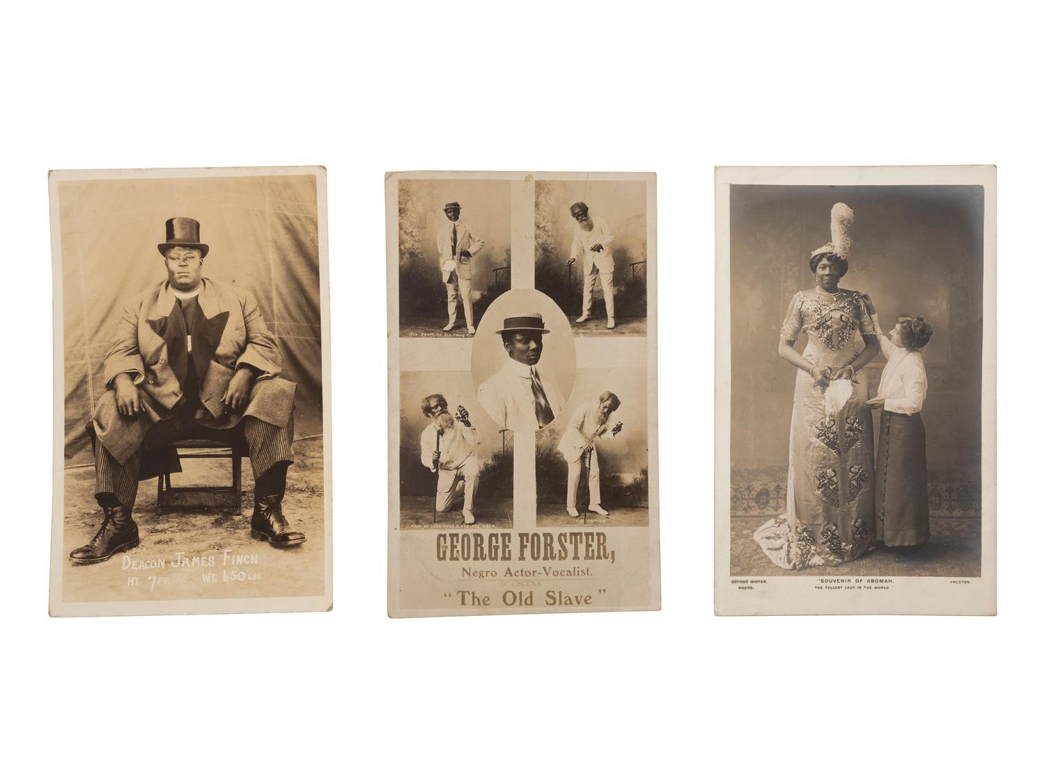 [EARLY PHOTOGRAPHY]. Real photo postcards and Photographs of Predominantly African American circus performers.