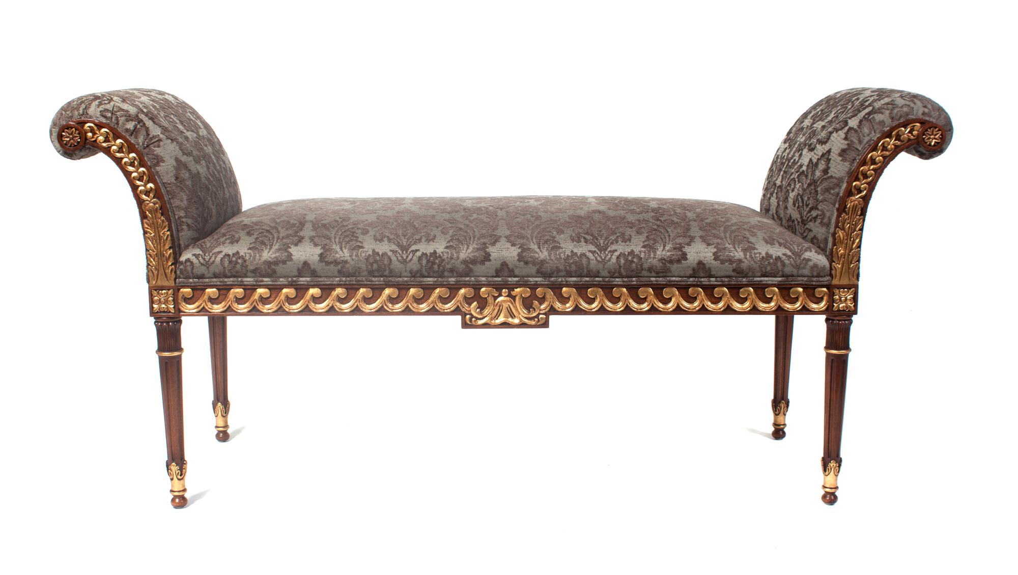 A Louis XVI Style Parcel Gilt Window Seat Width 64 inches. — 20TH CENTURY