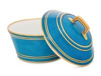 A Vincennes Bleu Céleste Plein Porcelain Sugar Bowl and Cover ( Pot à Sucre ' à Cerceau' ou 'à Cuvier', 1ère Grandeur )