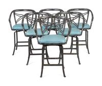 A Set of Six Patinated Metal Bar Stools — 20TH CENTURY