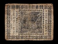 An American Continental Congress 2/17/1776 One-Dollar Note