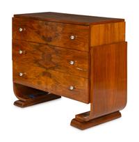 A French Art Deco Burl Walnut Chest of Drawers