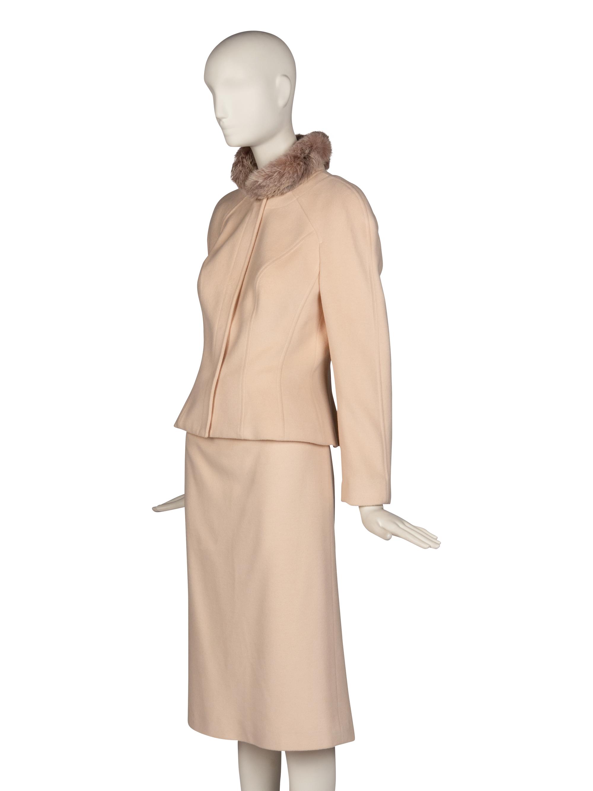 Mugler Fur-Trim Skirt Suit