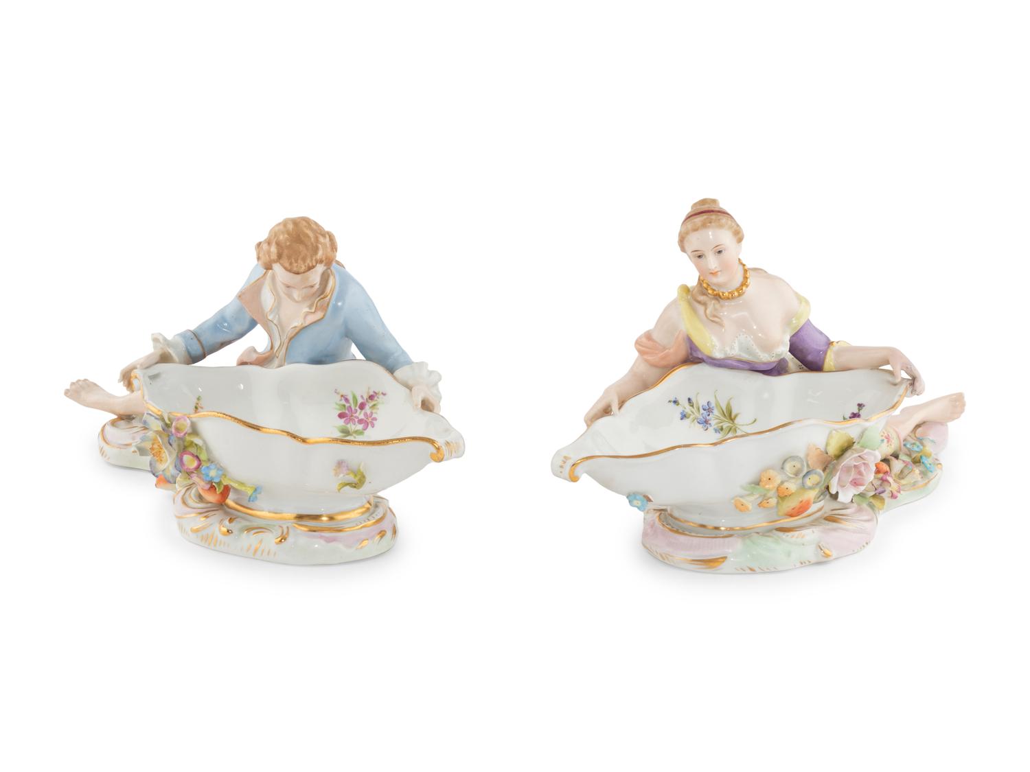 A Pair of Dresden Porcelain Sweetmeat Dishes