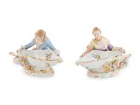 A Pair of Dresden Porcelain Sweetmeat Dishes