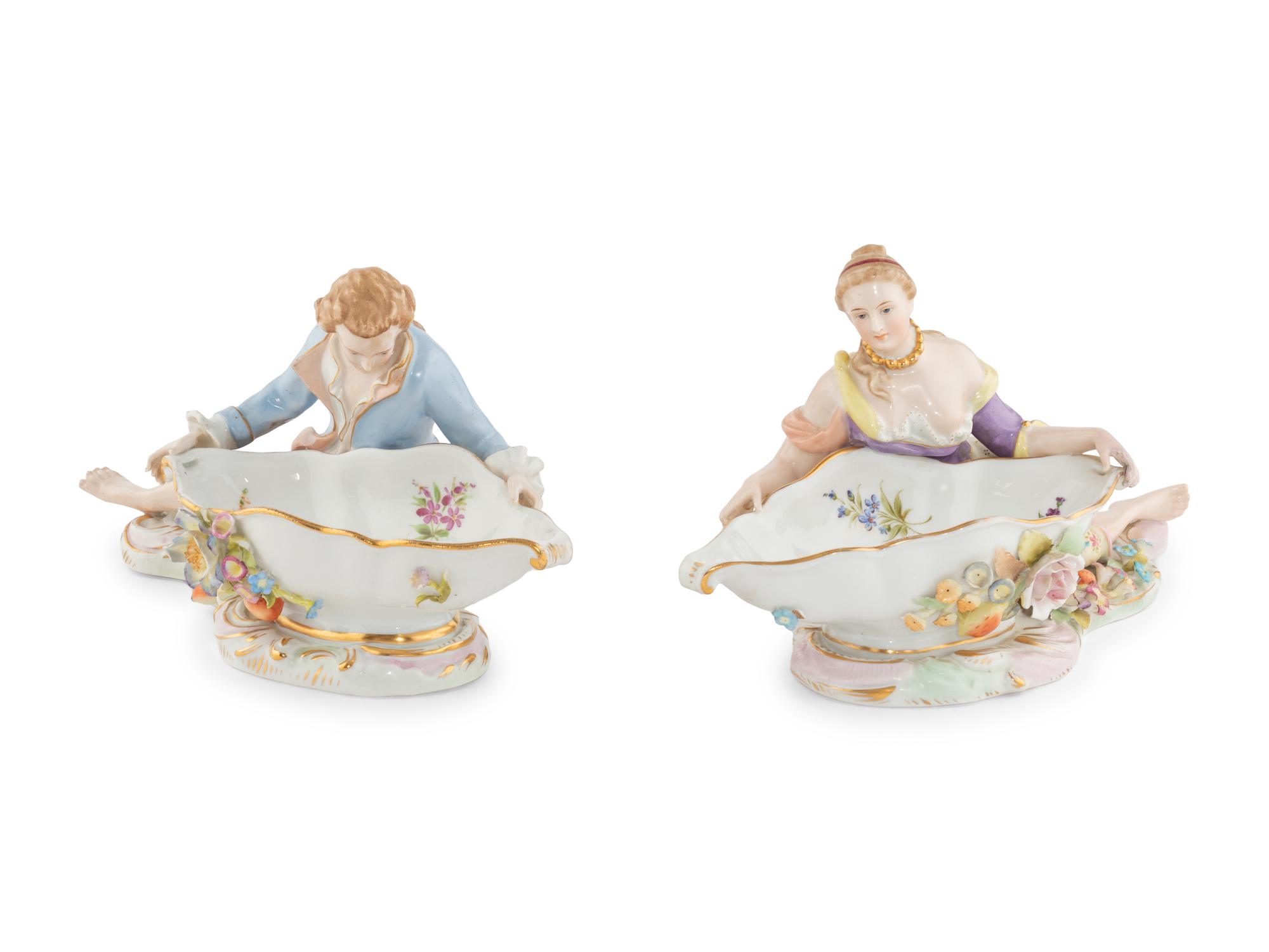 A Pair of Dresden Porcelain Sweetmeat Dishes