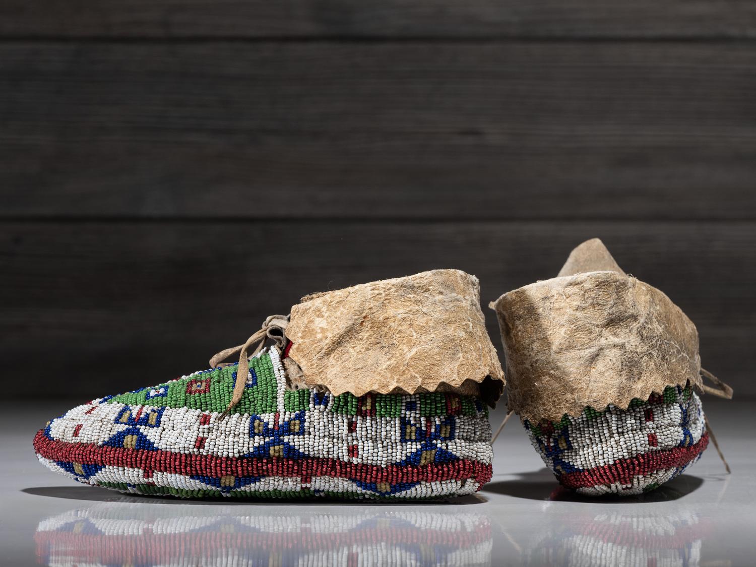 Sioux Fully Beaded Hide Moccasins