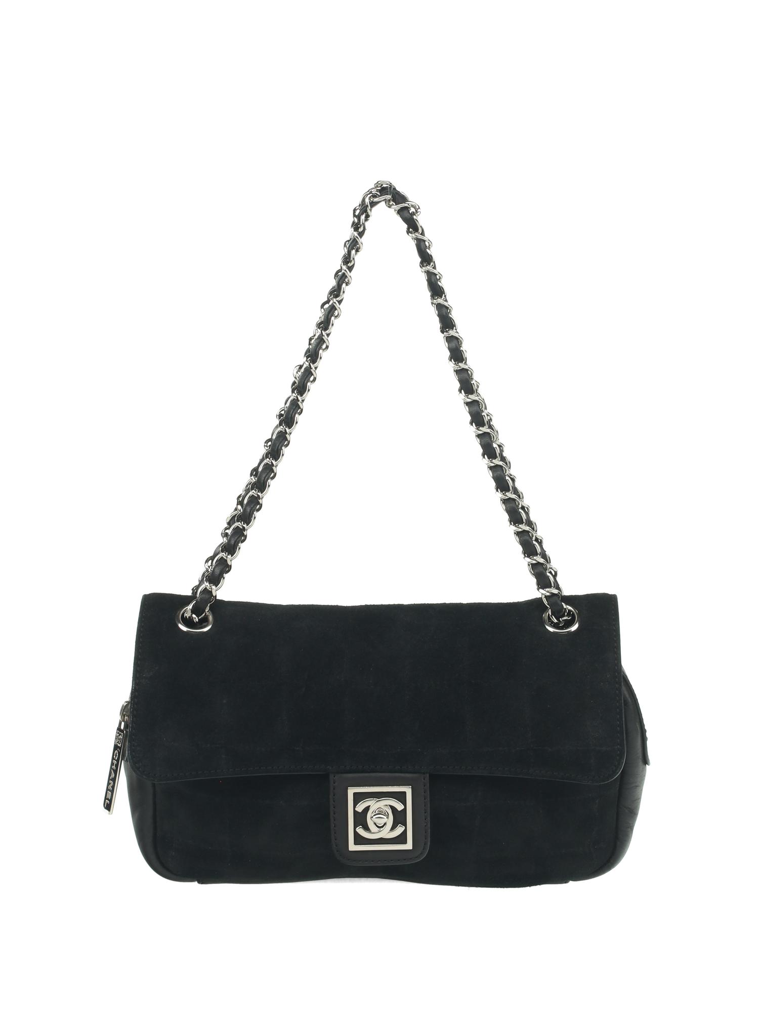 Chanel Chocolate Bar Bag in Black Suede