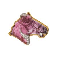 MASSONI, PINK TOURMALINE AND DIAMOND HORSE BROOCH