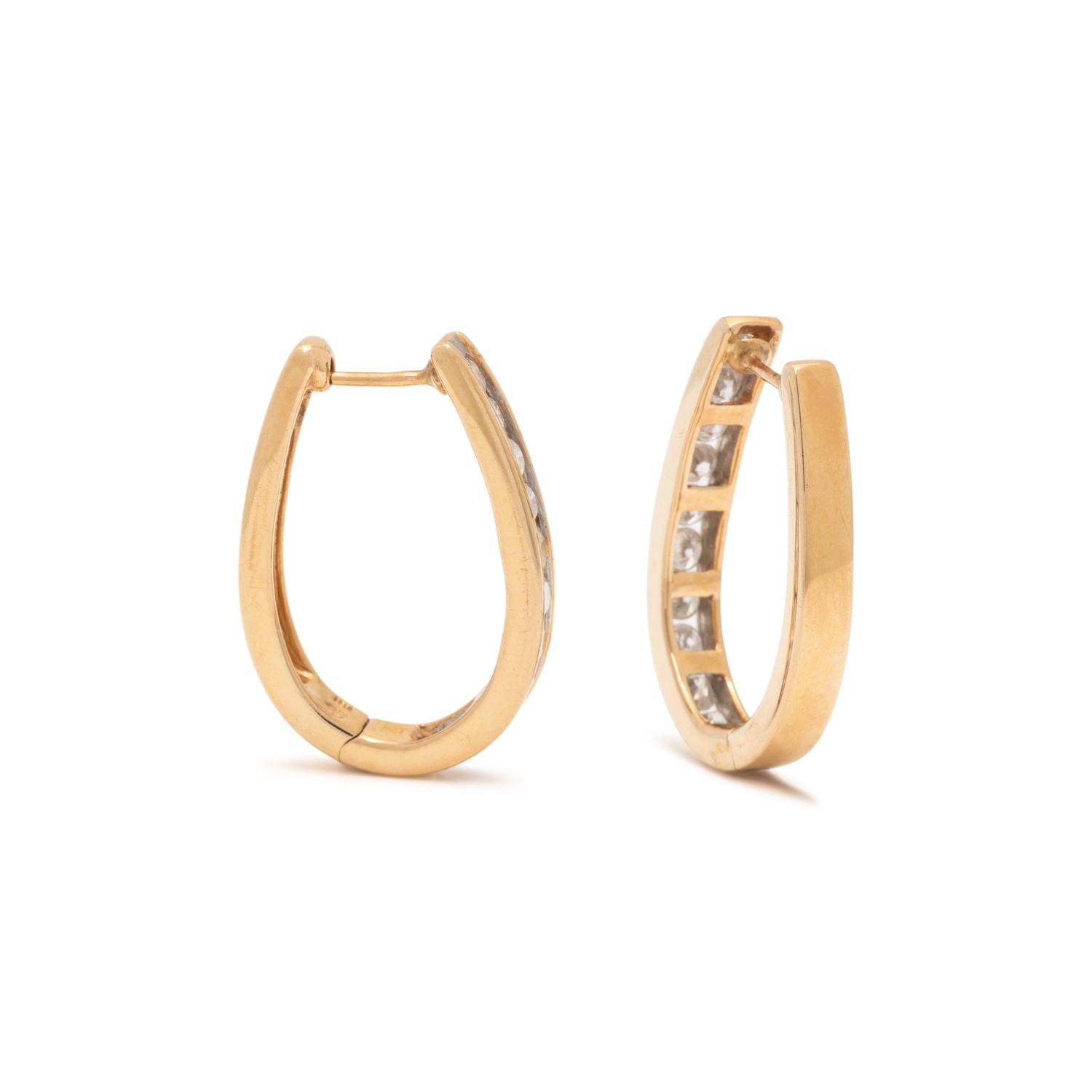 YELLOW AND DIAMOND HOOP EARRINGS