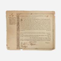 [Americana] [Shays's Rebellion] Partially-printed Commonwealth of Massachusetts Treasury Loan Certificate