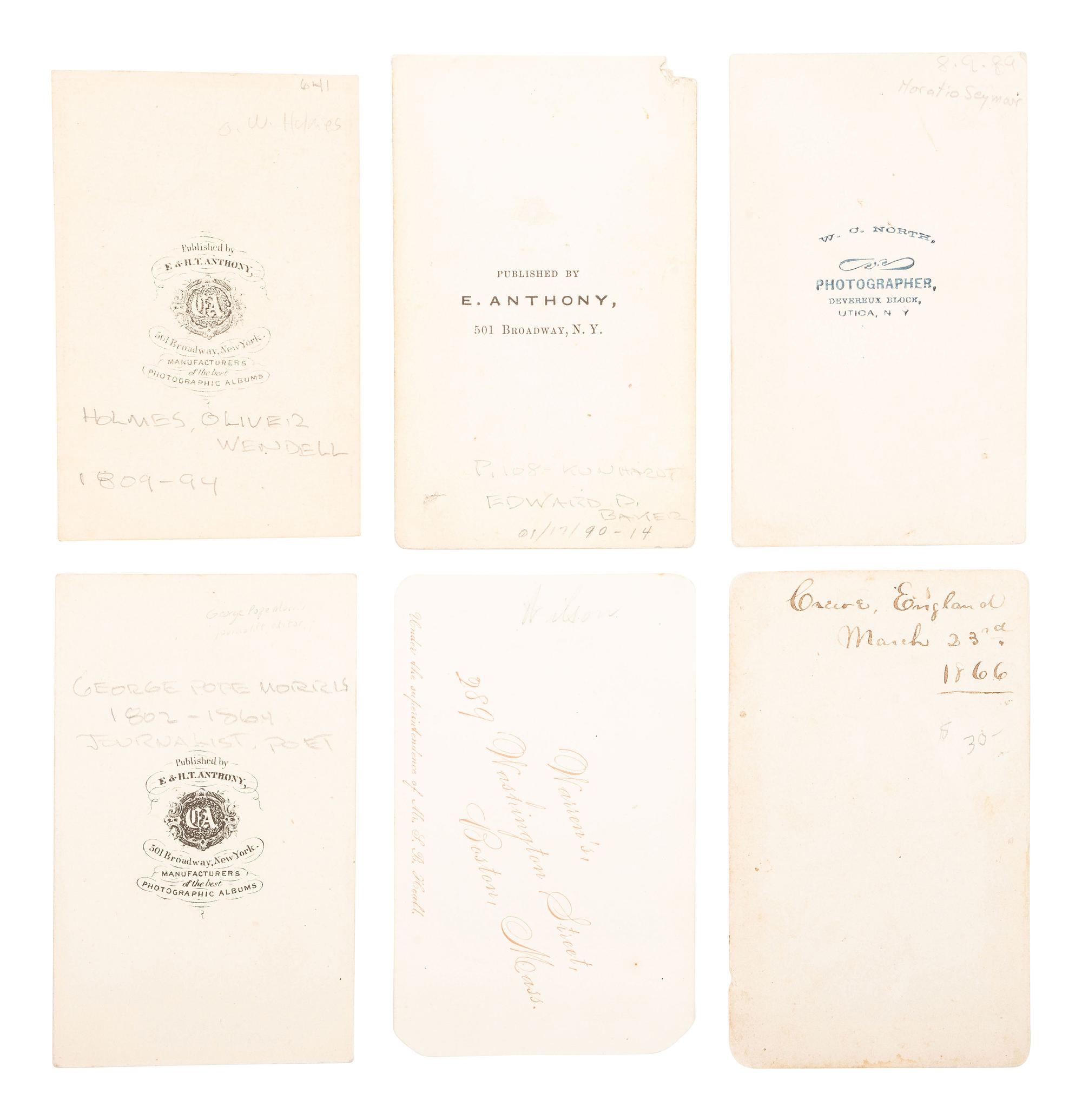 [EARLY PHOTOGRAPHY]. 12 CDVs of politicians, abolitionists, & other figures, incl. Cyrus W. Field.
