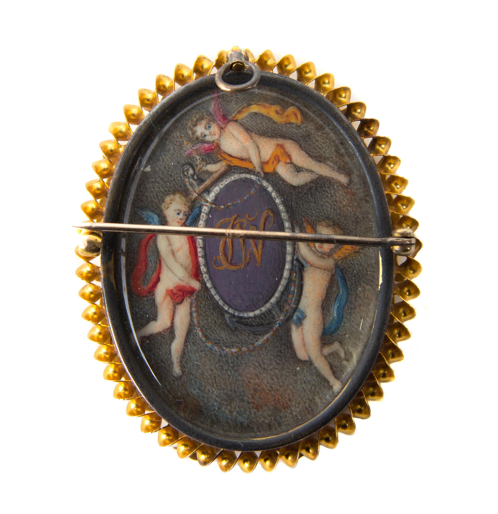 A Continental Portrait Miniature, Height 2 inches.