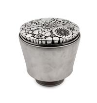 Chrome and Glass Floral Top Cylinder, 1998