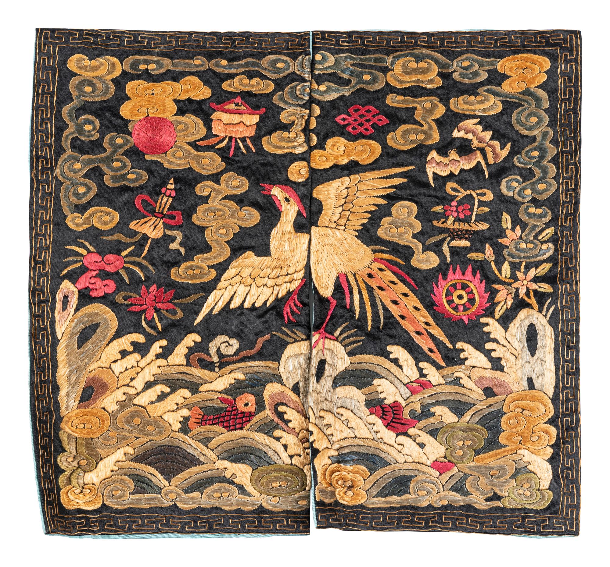 Four Embroidered Silk Rank Badges, Buzi