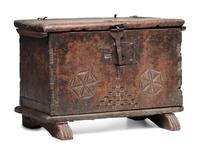 A Very Rare Southwestern Carved Sabino Wood Storage Box