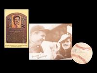 A Group of Lefty Gomez Items, (Including Signed Autograph Baseball, HOF Plaque and Personal Christmas Card)
