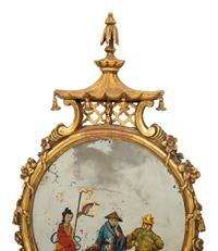 An English Giltwood and Reverse-Painted Glass Mirror