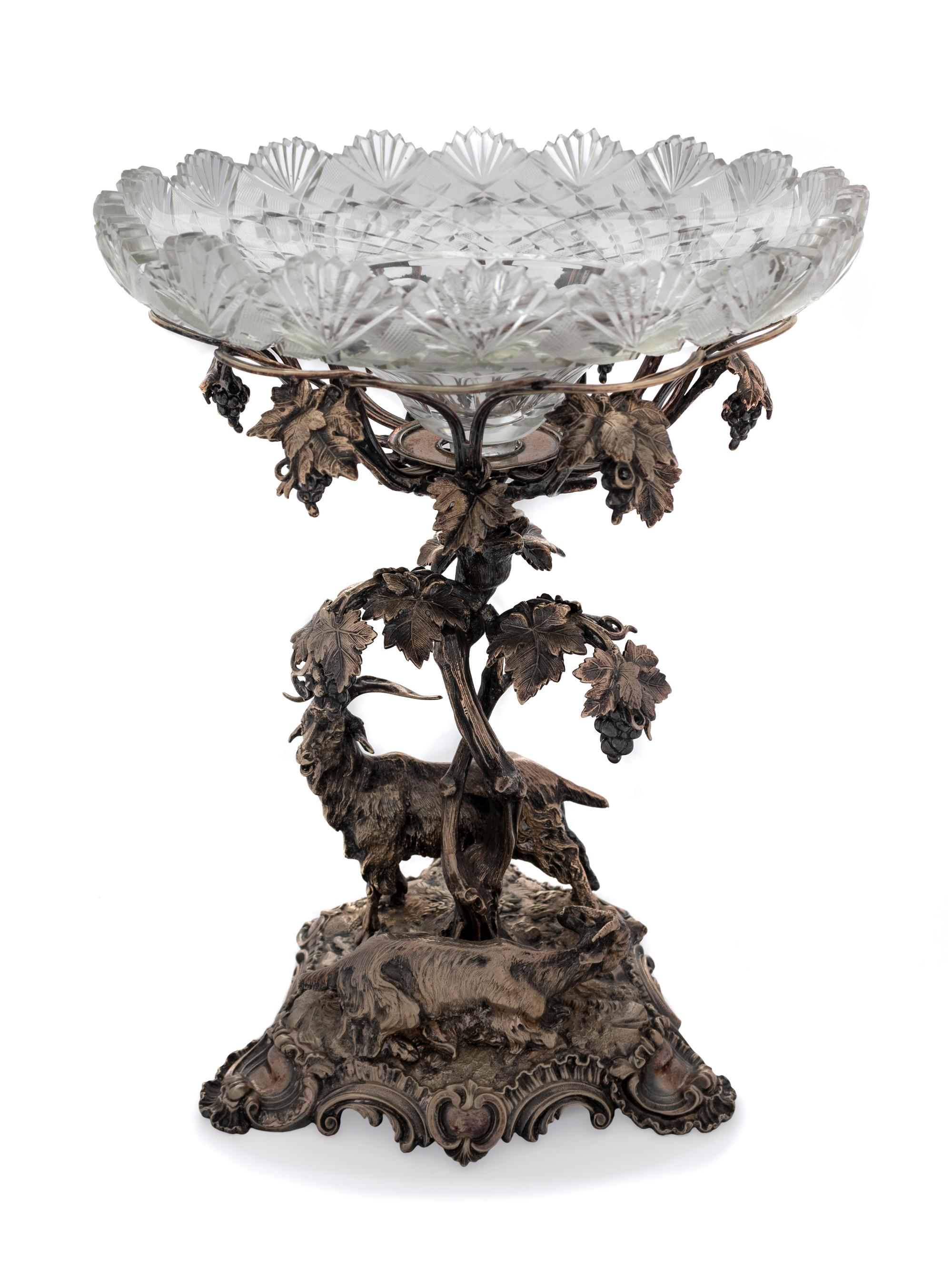 A Victorian Silverplate and Cut Glass Centerpiece — Attribued to Elkington & Co., circa 1880