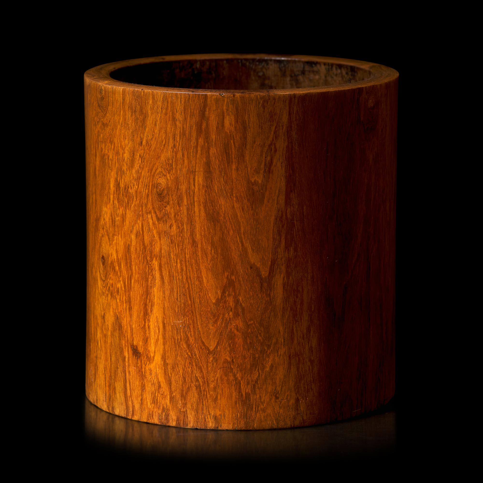 A Chinese Huanghuali Wood Brush Pot, Bitong, Qing Dynasty 清 黃花梨素面筆筒