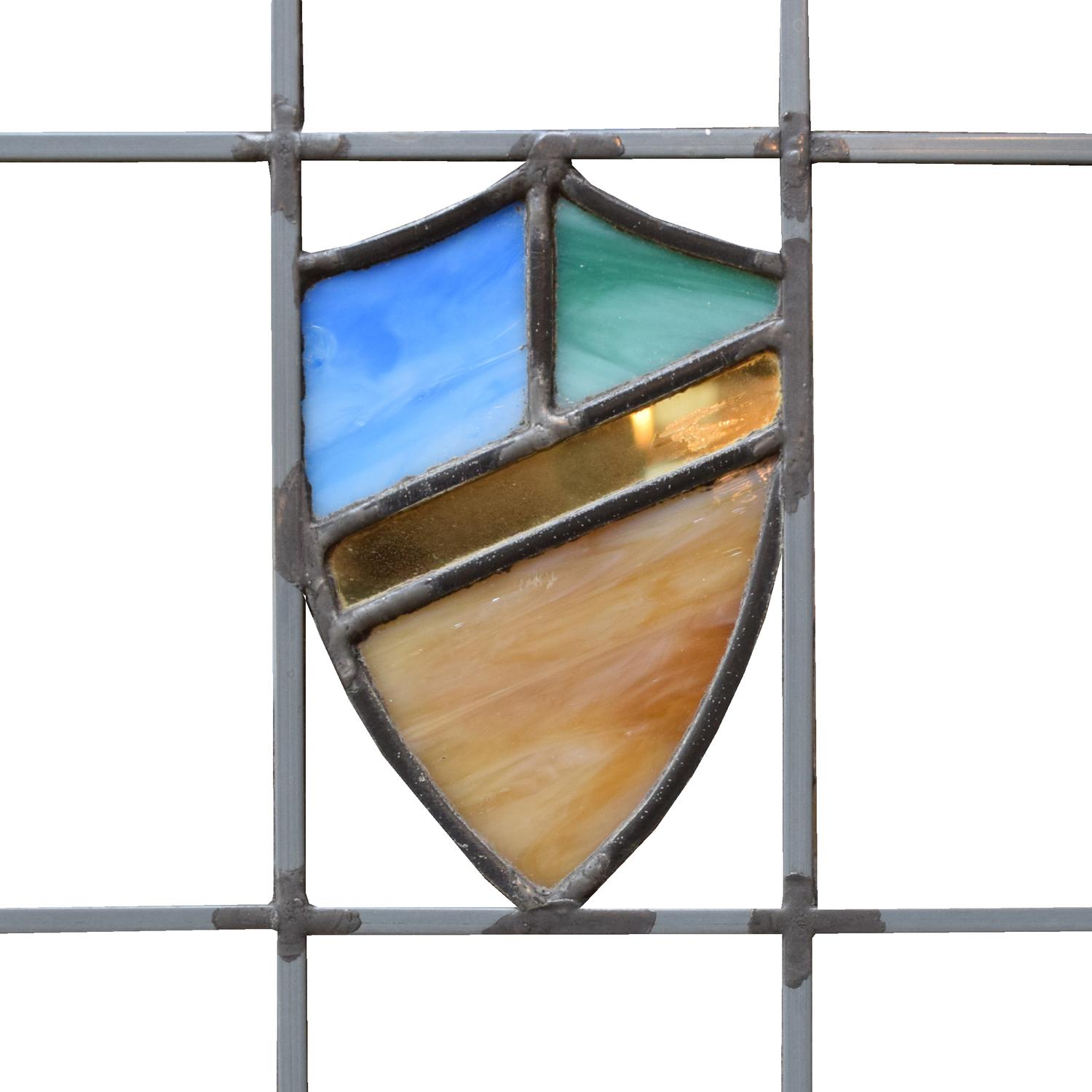 A Leaded and Stained Glass Door from a Chicago, IL. Bungalow 27.5" W x 1.5" D x 79.25" H — United States, Early 20th Century