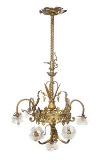 A Victorian Gilt Bronze Seven-Light Chandelier, Height 40 x diameter 22 inches.