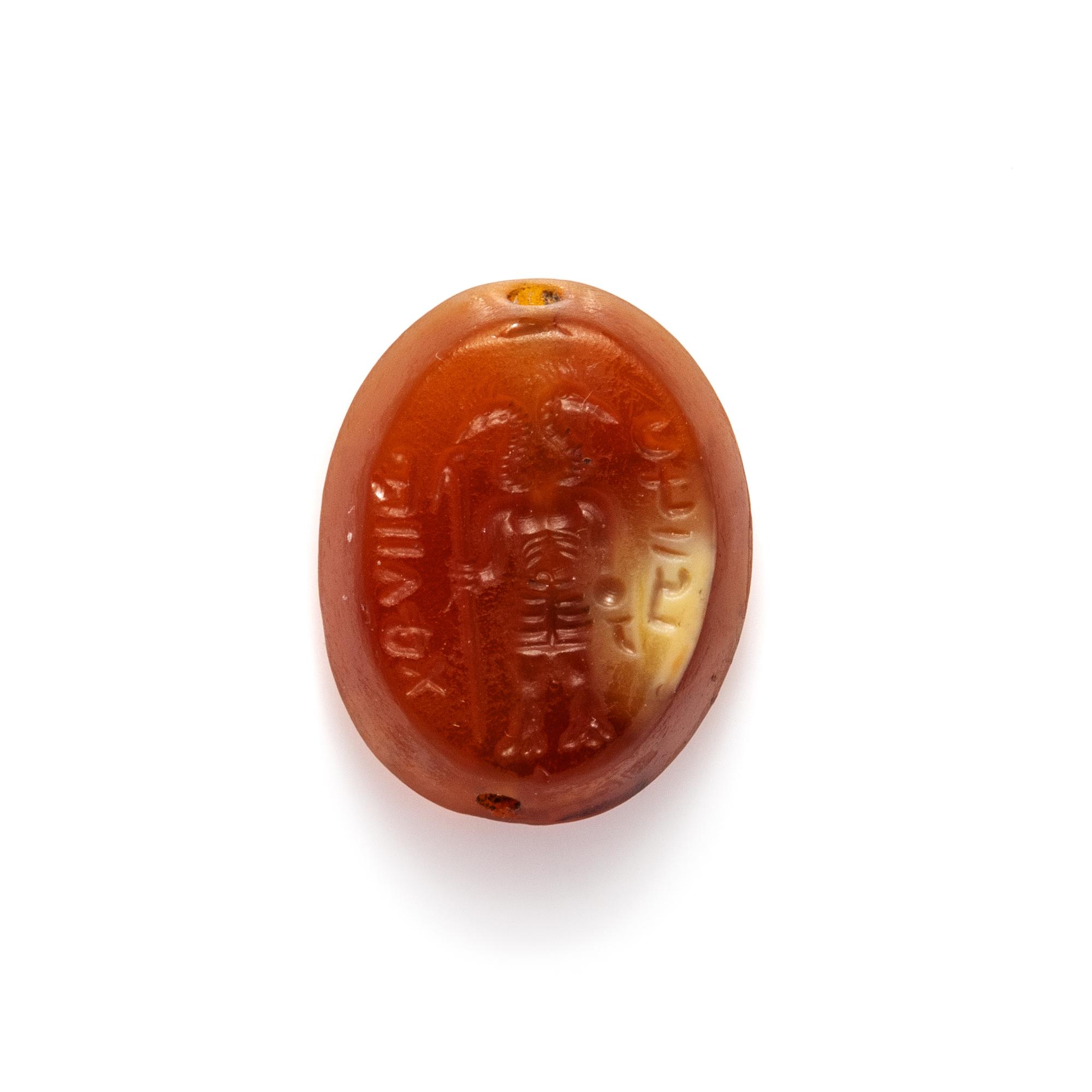 A Sassanian Agate Ring Stone with a Double-Headed Deity