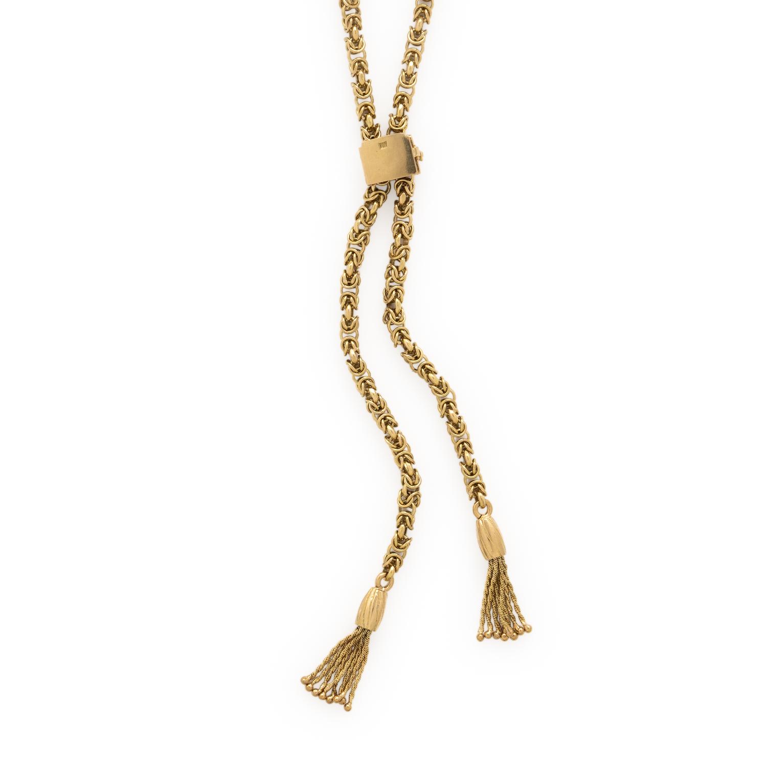 Yellow Gold Rope Tassel Necklace