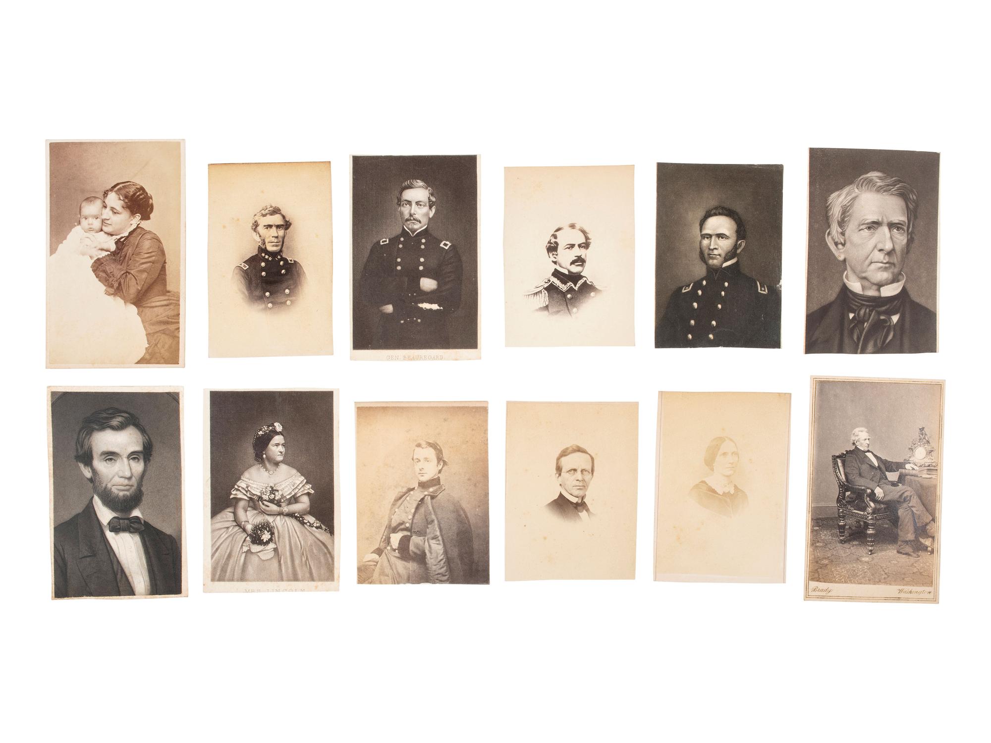 [CIVIL WAR] – [POLITICS]. A group of 18 CDVs of Union and Confederate personalities, incl. Jefferson Davis, Alexander Stephens, Andrew Johnson, & Superintendent of Army Nurses Dorothea Dix.