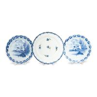 A Collection of Three English Delft Blue-and-White Decorated Articles
