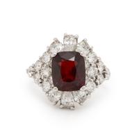 RED SPINEL AND DIAMOND RING