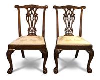 A Pair of George II Carved Mahogany Side Chairs