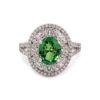 TSAVORITE GARNET AND DIAMOND RING