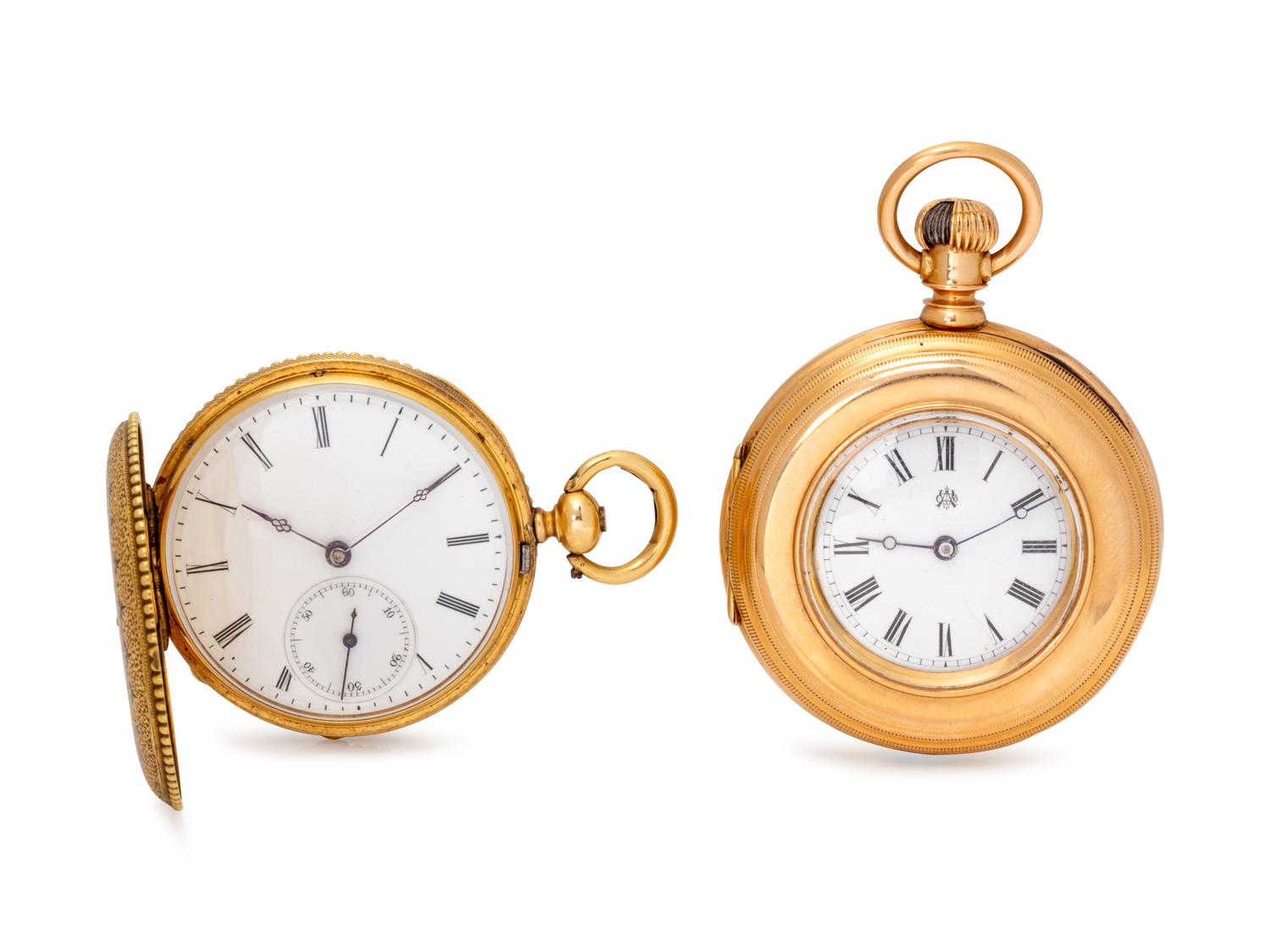 A Collection of Yellow Gold Pocket Watches,