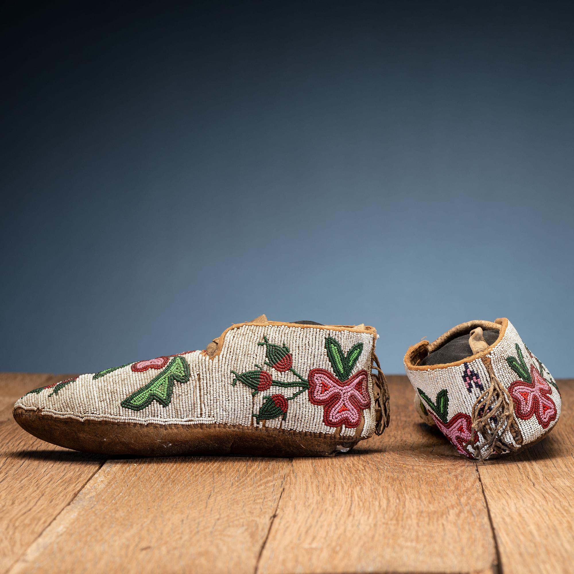 Cree Beaded Hide Moccasins