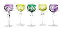 Five Bohemian Cut-to-Clear Glass Stems, Height 7 5/8 inches.