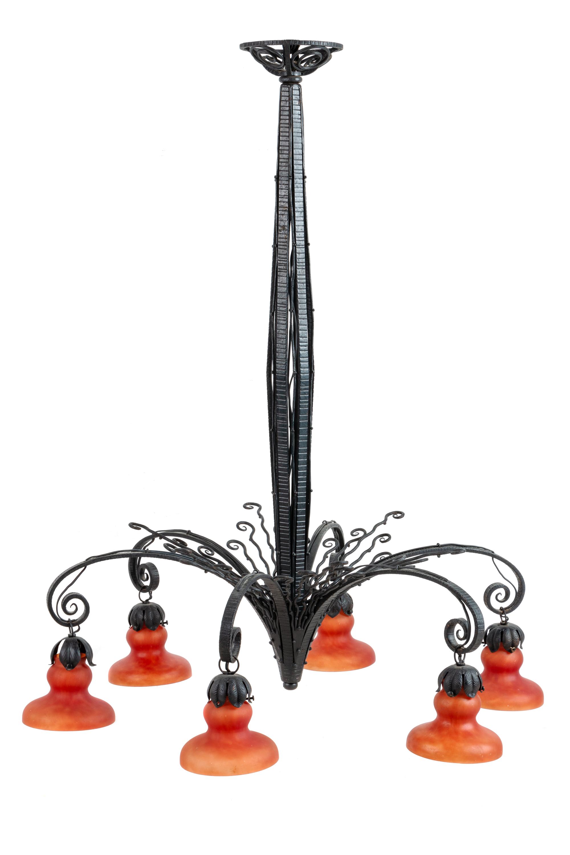 An Art Deco Style Six-Light Chandelier
