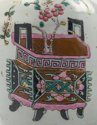 A Near Pair of Chinese Polychrome Enameled Porcelain Jars