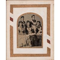 [EARLY PHOTOGRAPHY - PORTRAITURE]. A pair of framed tintypes of groups of people, comprising: