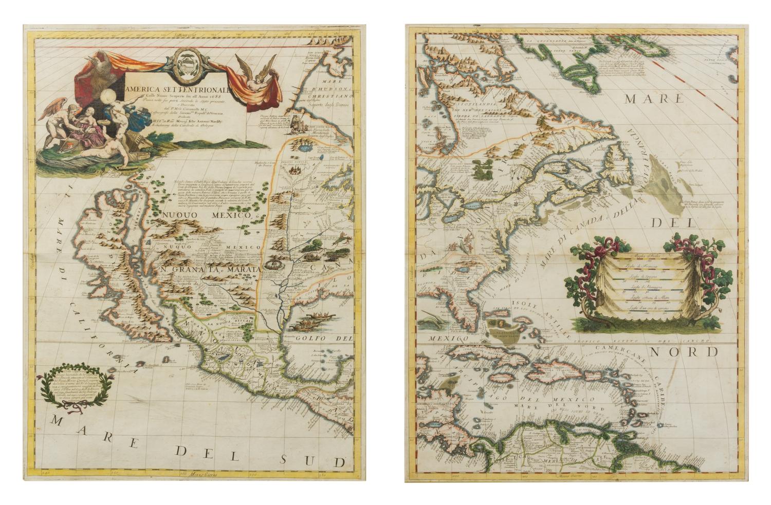 CORONELLI, Vincenzo Maria (1650-1718). America Settentrionale colle nuove scoperte fin all'Anno 1688. Venice, 1688.