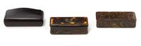 A Group of Three Snuff Boxes Length of longest 3 3/4 inches.