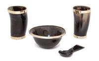 Four Articles of Silver Mounted Horn Height of bowl 2 x diameter 4 1/4 inches. — 20TH CENTURY