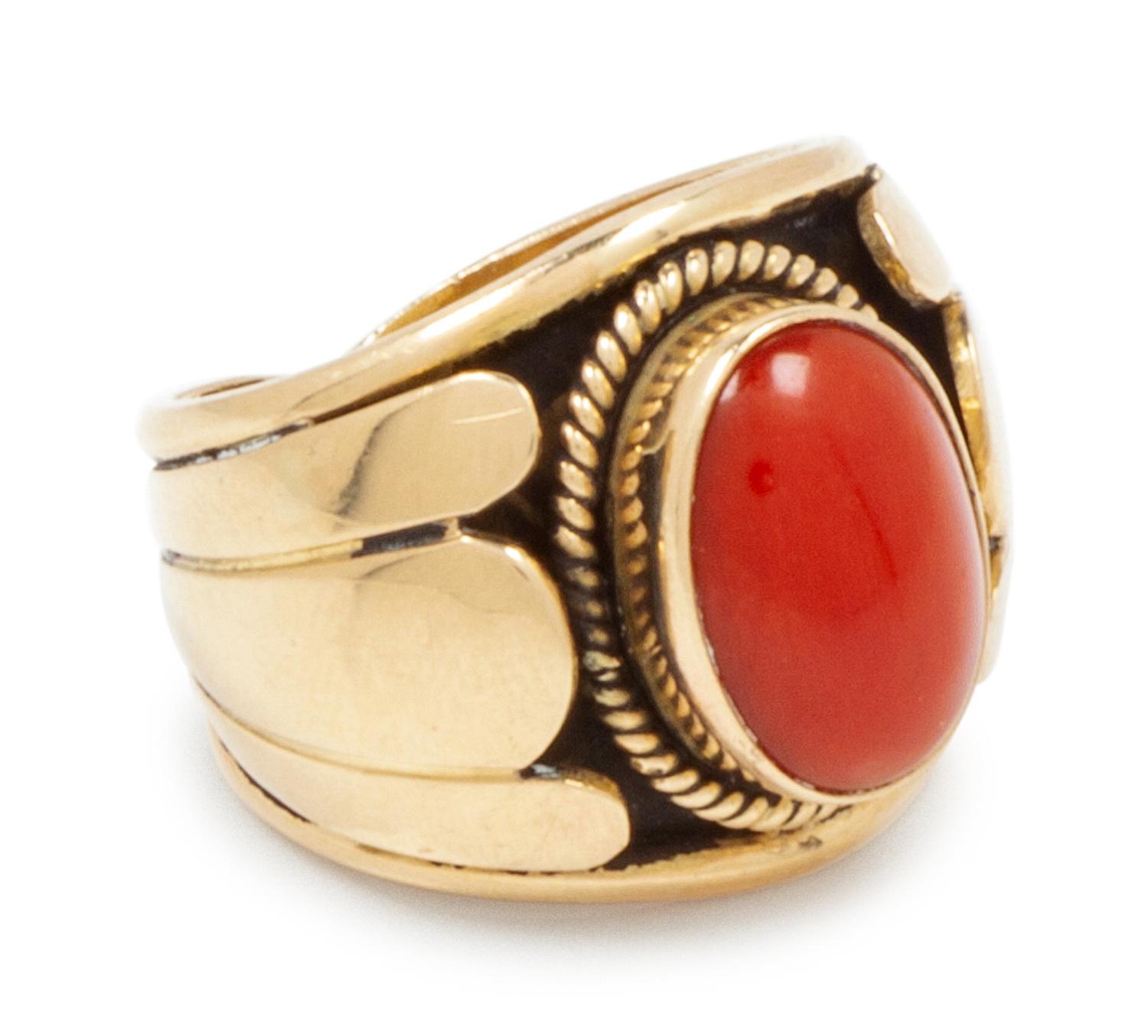 14k Gold and Coral Ring