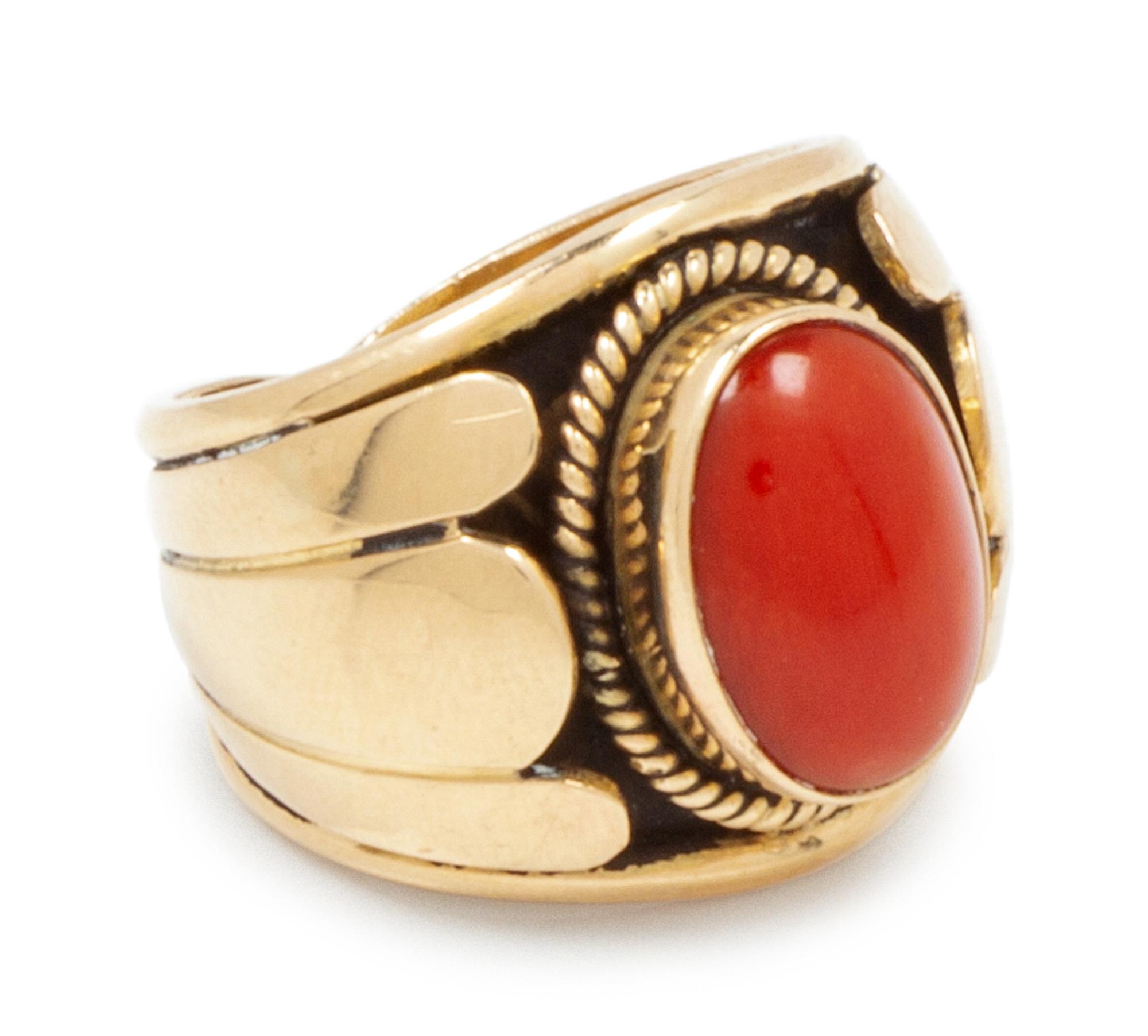 14k Gold and Coral Ring