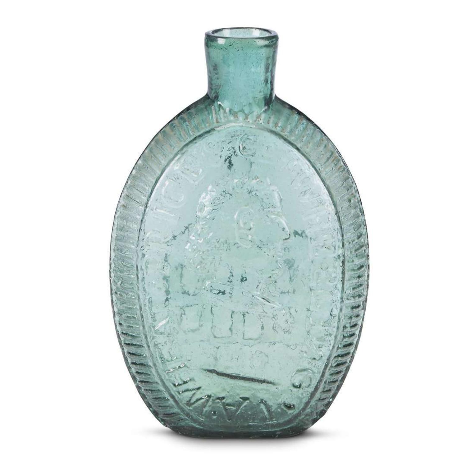 "Wheat Price & Co. Wheeling Va." glass flask Fairview Glass Works, Wheeling, WV,1825-1840