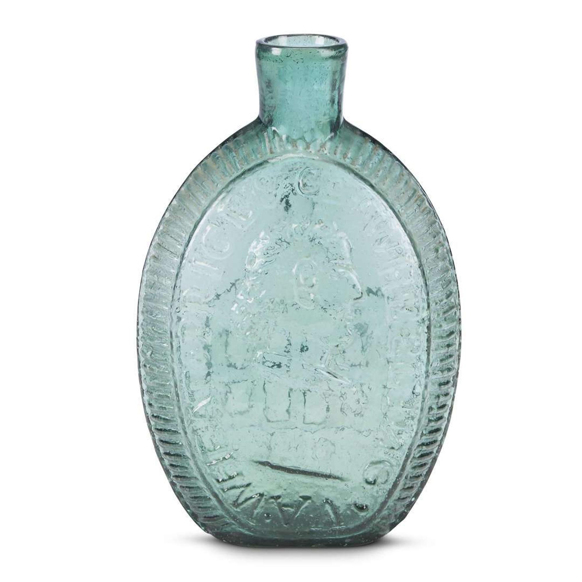 "Wheat Price & Co. Wheeling Va." glass flask Fairview Glass Works, Wheeling, WV,1825-1840